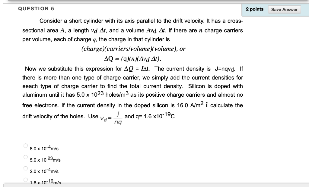 Solved QUESTION 5 2 points Save Answer Consider a short | Chegg.com