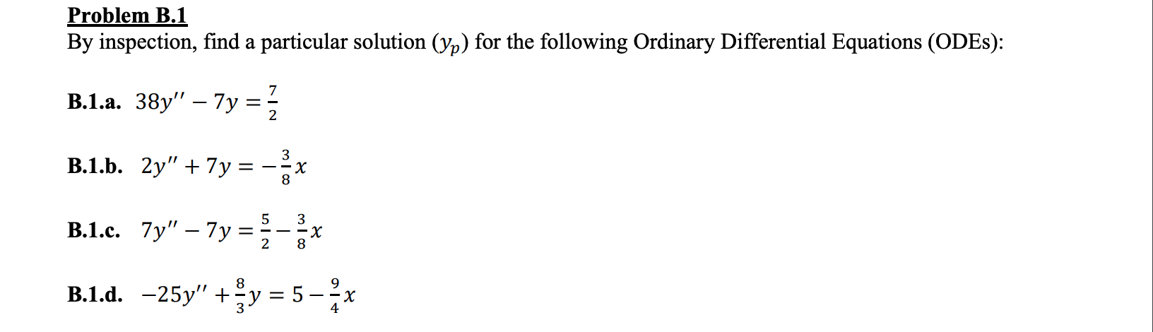 Solved Problem B.1 By Inspection, Find A Particular Solution | Chegg.com