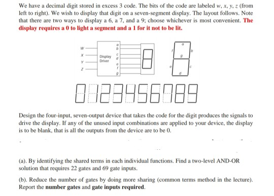 Solved We have a decimal digit stored in excess 3 code. The | Chegg.com