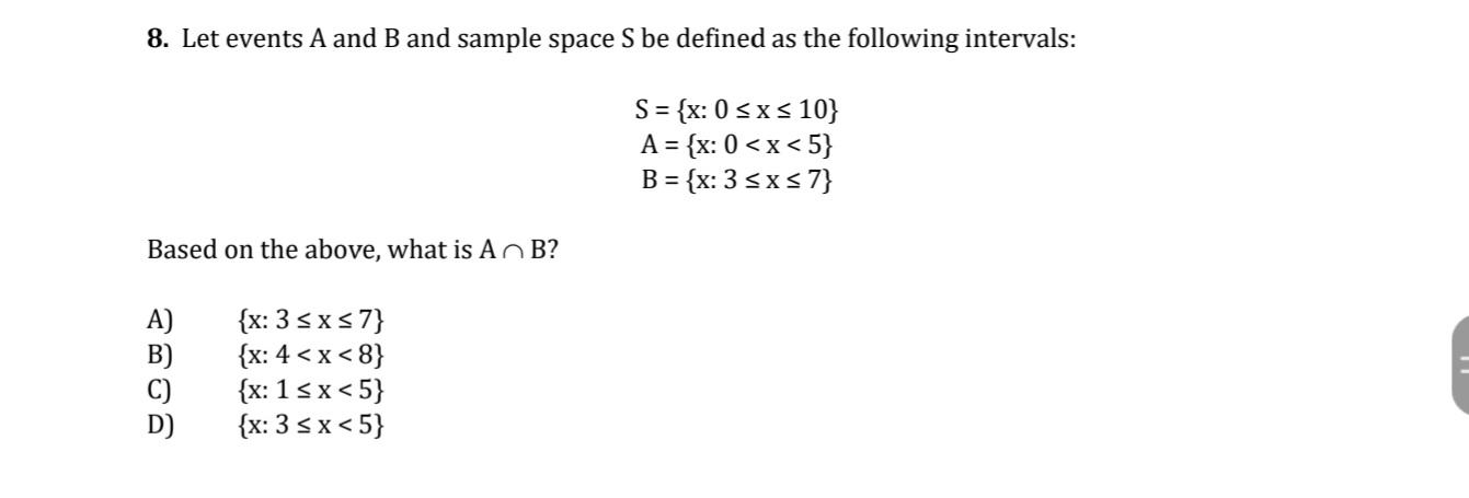Solved 8. Let events A and B and sample space S be defined | Chegg.com