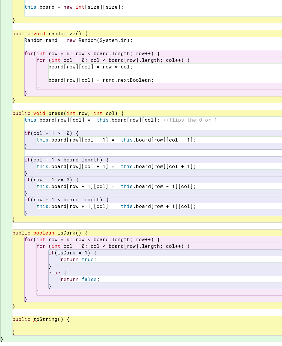 Solved in java, Can you help check if my isDark() method is | Chegg.com