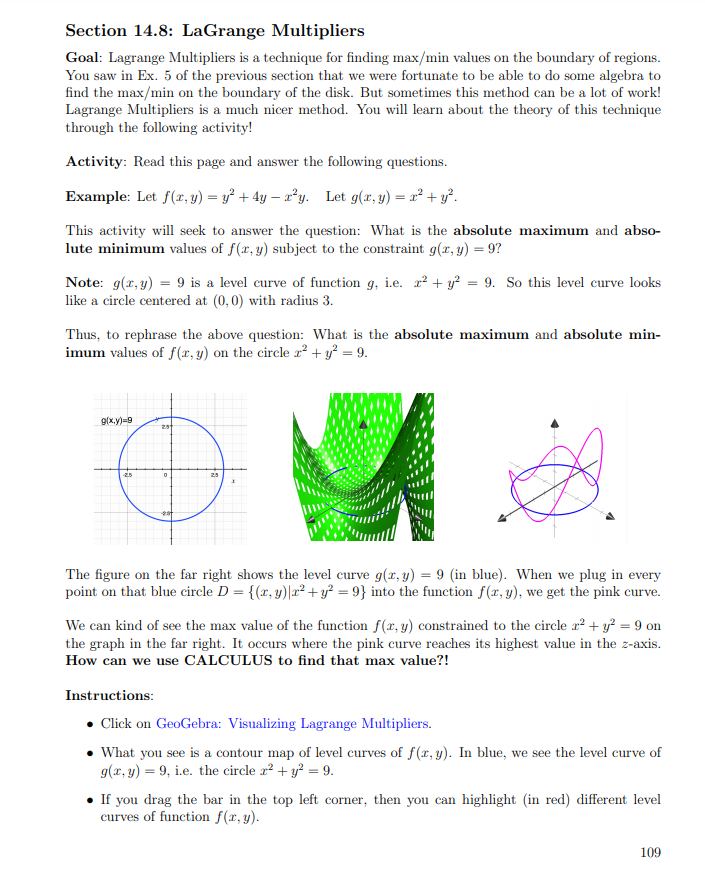 Visualizing the Lagrange Multiplier Method. – GeoGebra