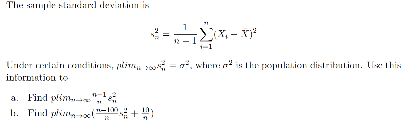 Solved The sample standard deviation is | Chegg.com