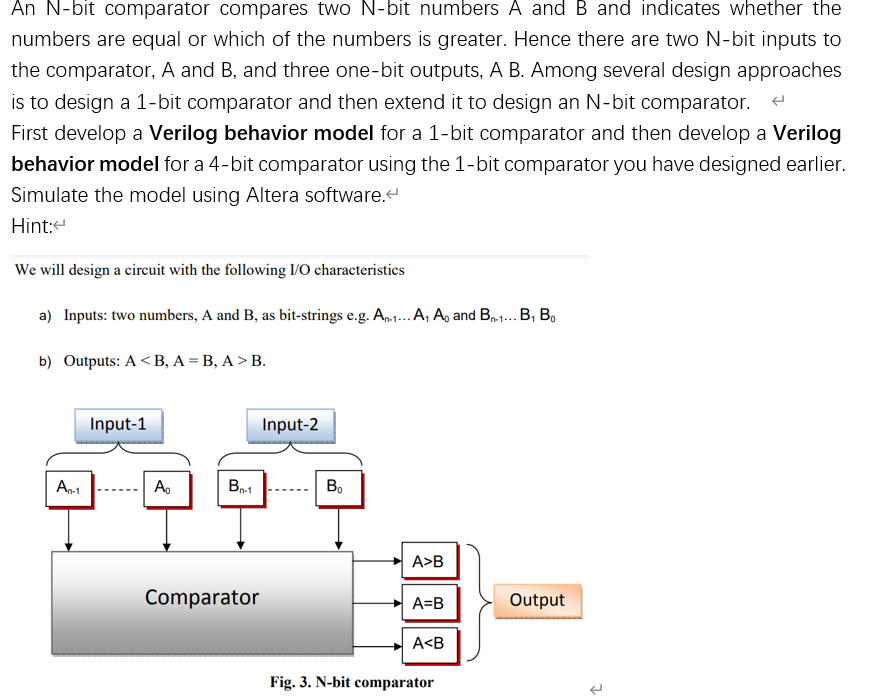 An N-bit comparator compares two N-bit numbers A and | Chegg.com