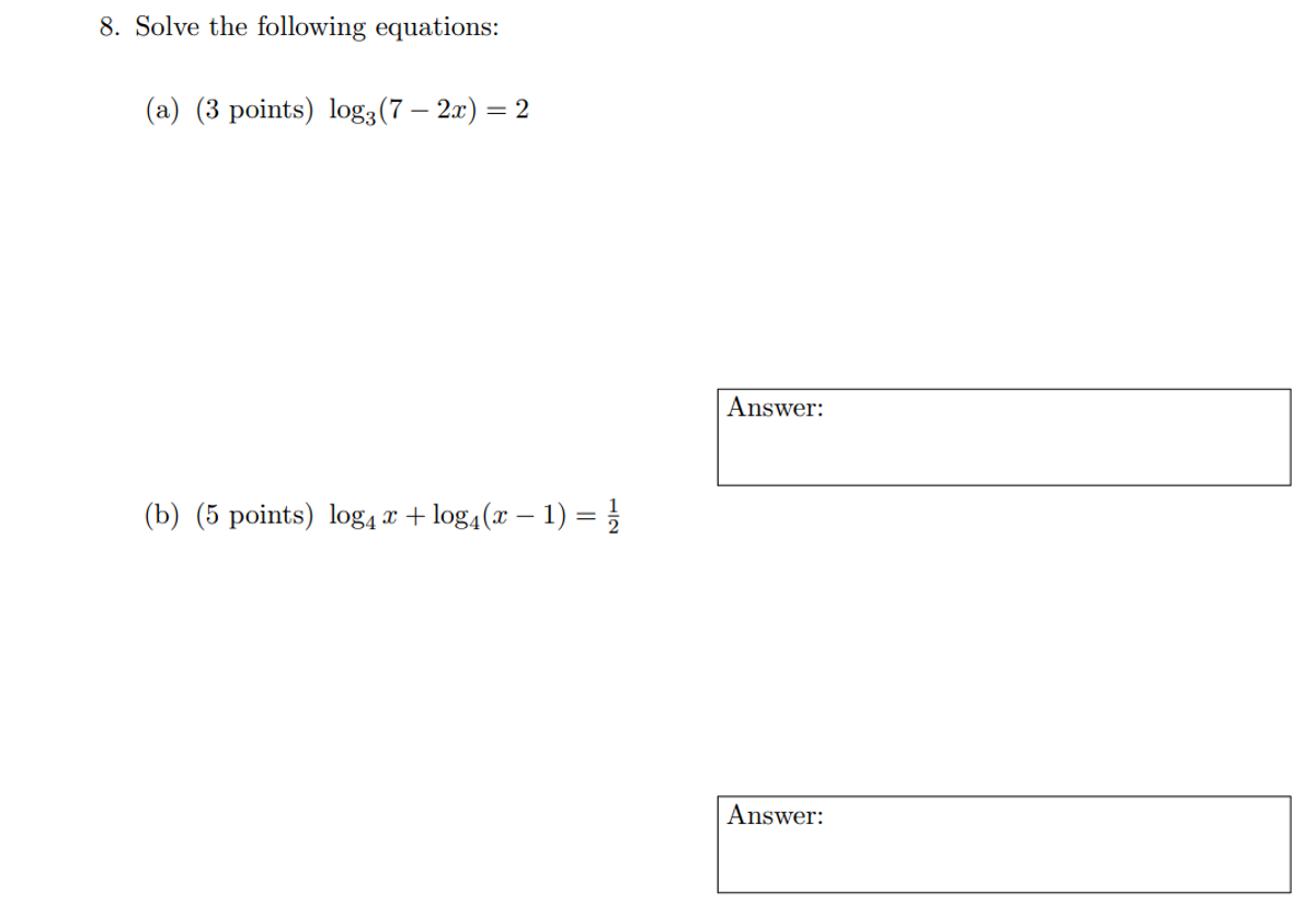 Solved Solve The Following Equations:(a) (3 | Chegg.com