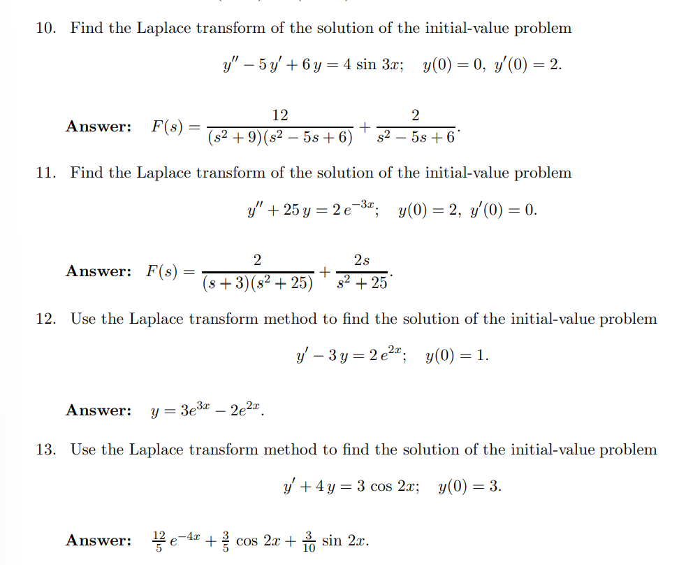 Solved 10. Find the Laplace transform of the solution of the | Chegg.com