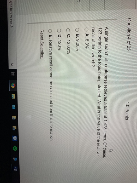 Solved Question 4 of 25 4.0 Points A single search of a | Chegg.com
