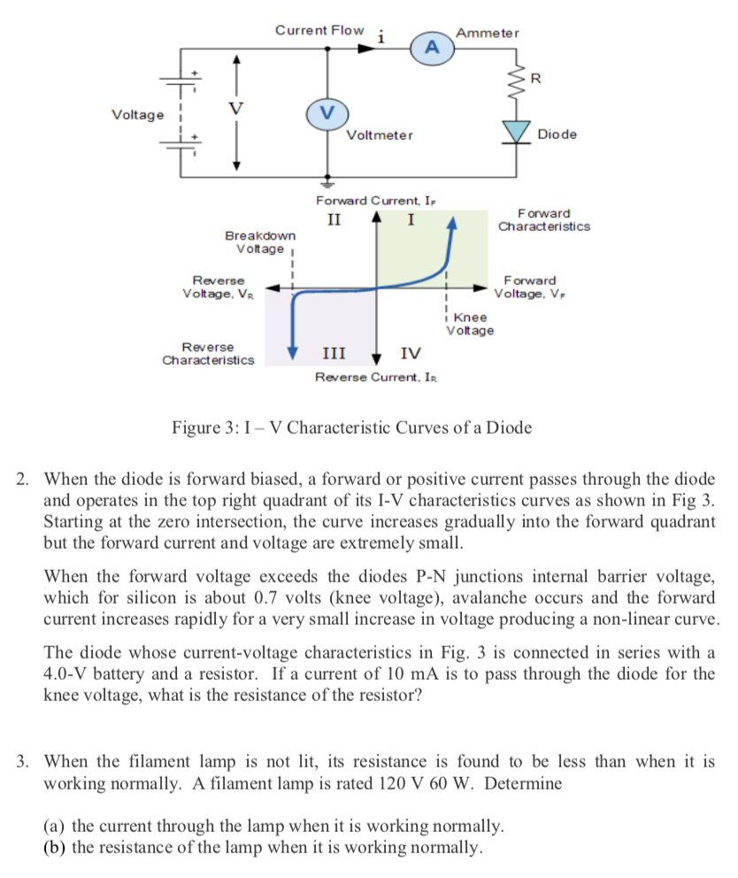 Solved Current Flow- Ammeter Voltage Voltmeter Diode Forward | Chegg.com