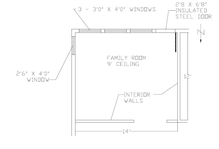 Solved (25 points) A house in Charlotte has a 14’ x 12’ | Chegg.com