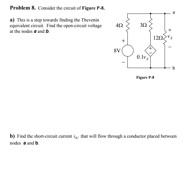 Solved Problem 8. Consider the circuit of Figure P-8. a) | Chegg.com