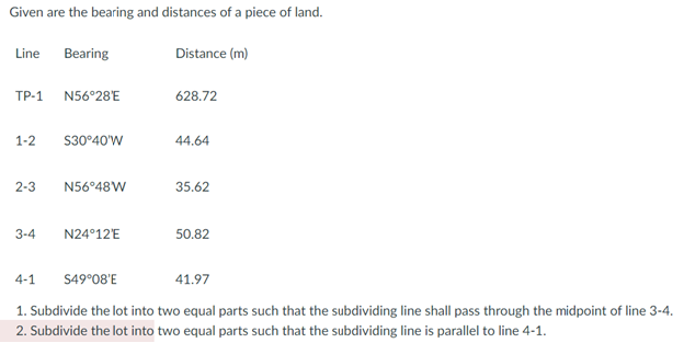 Solved Given are the bearing and distances of a piece of | Chegg.com