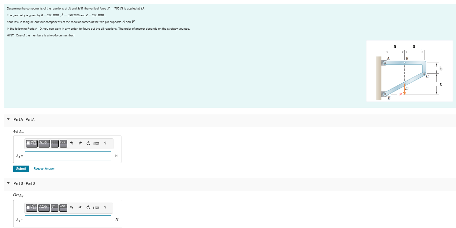 Solved Determine the components of the reactions at A and E | Chegg.com