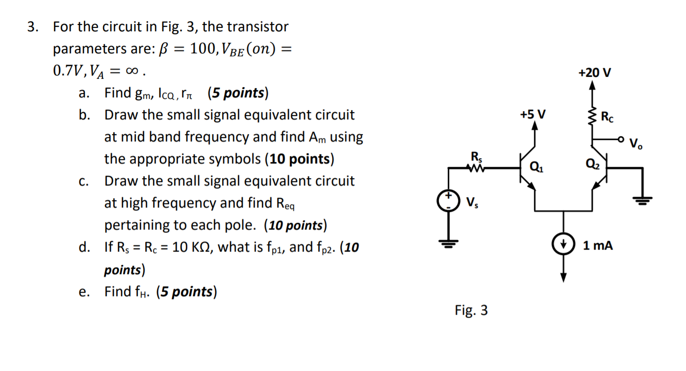 V 5 V 3 For The Circuit In Fig 3 The Trans Chegg Com