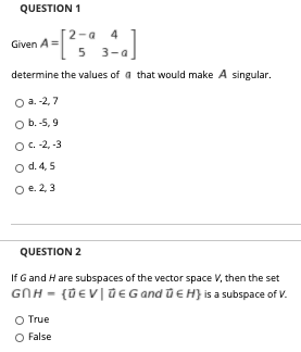 Question 1 2 A 4 Given A 5 3 A Determine The Values Chegg Com Question 1 2 A 4 Given A 5 3 A Determine The Values Chegg Com
