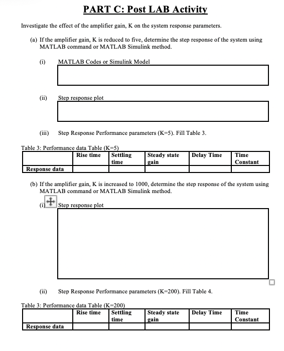 PART C: Post LAB Activity Investigate the effect of | Chegg.com