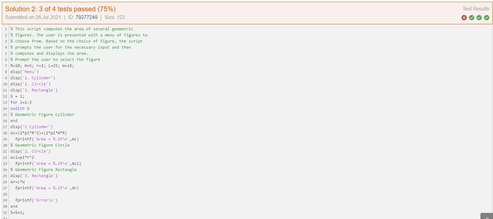 Solved Problem Summary Create a script using switch case | Chegg.com