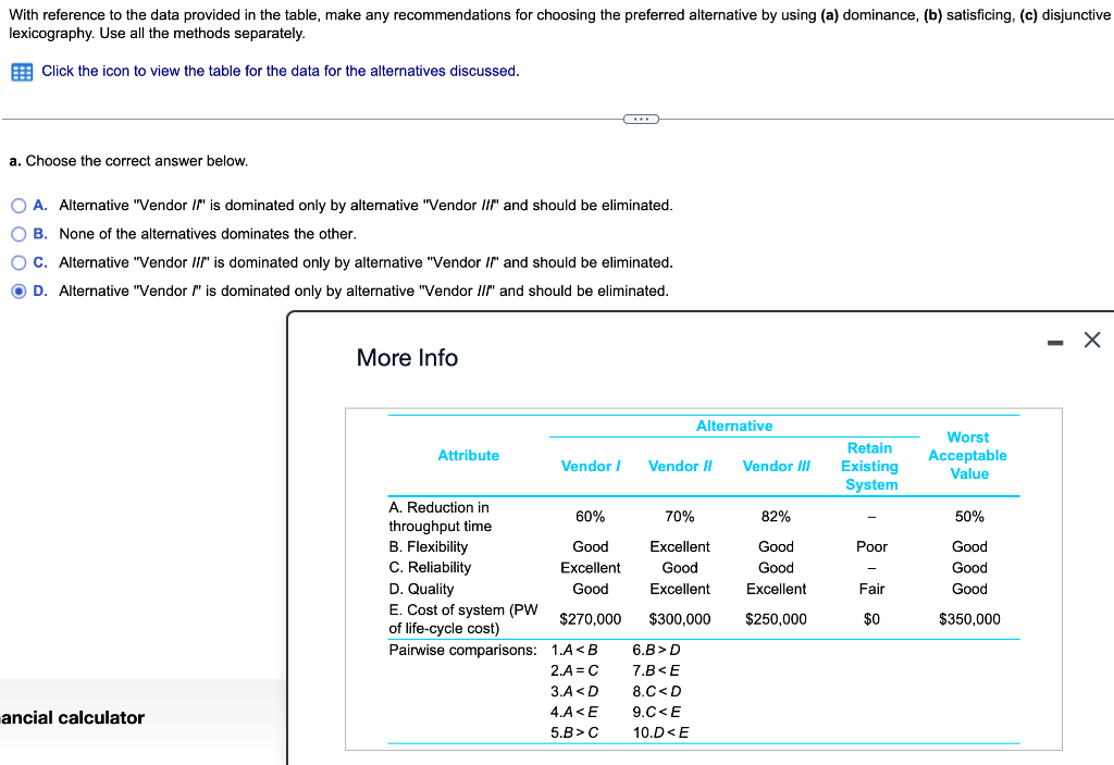 Solved With reference to the data provided in the table, | Chegg.com