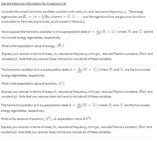 Solved Use the following information for Questions 3-8: | Chegg.com