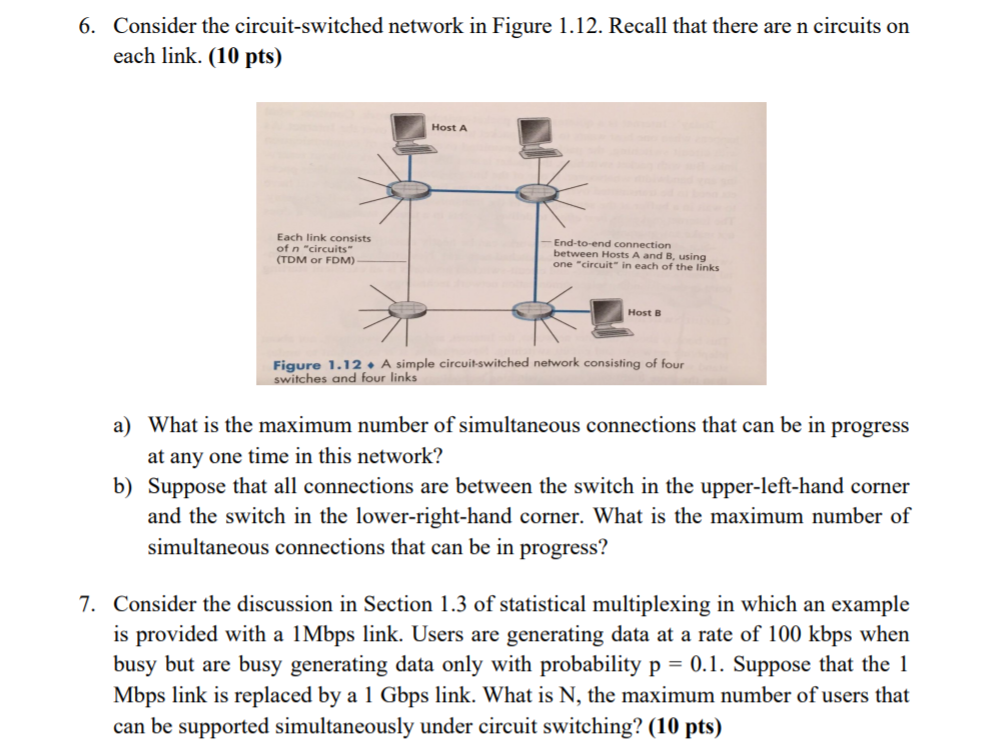 Solved 6. Consider the circuitswitched network in Figure