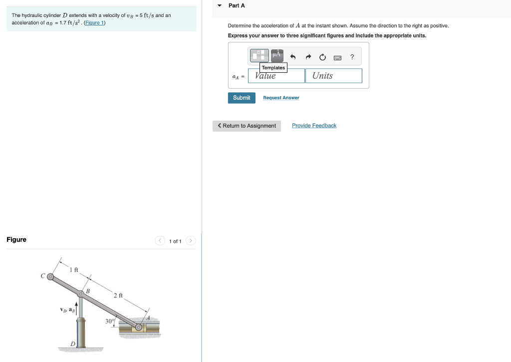 Solved The hydraulic cylinder D extends with a velocity of | Chegg.com