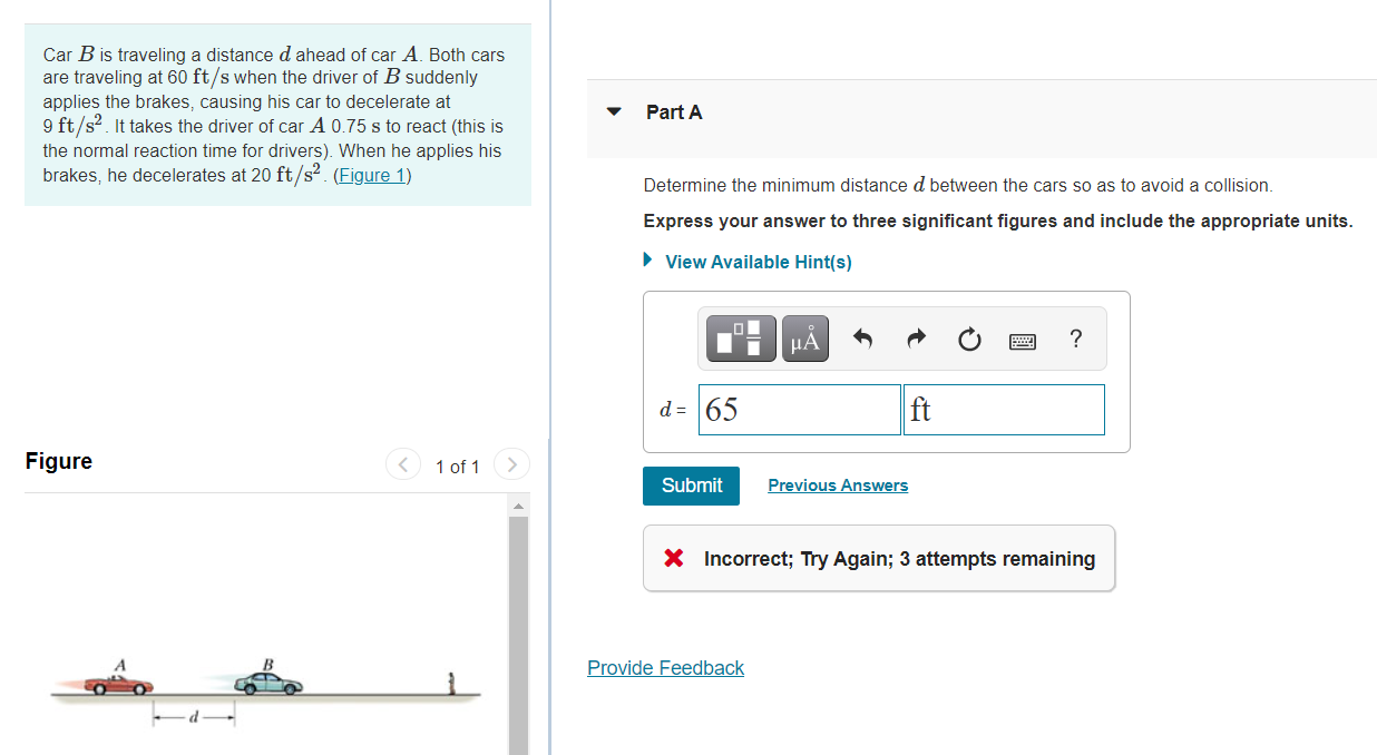 Solved Car B is traveling a distance d ahead of car A. Both | Chegg.com