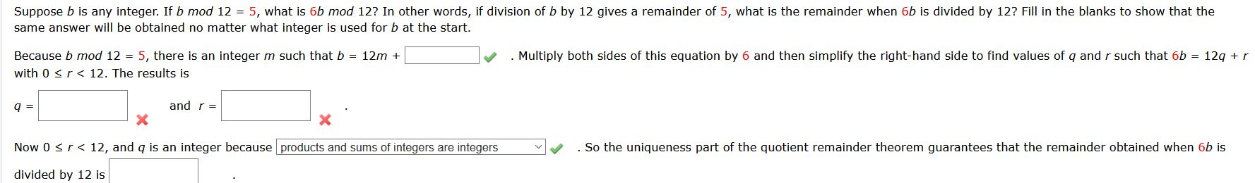 Solved Suppose B Is Any Integer. If B Mod 12 = 5, What Is 6b | Chegg.com