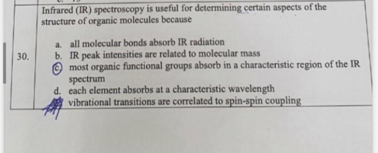 Solved Infrared (IR) spectroscopy is useful for determining | Chegg.com