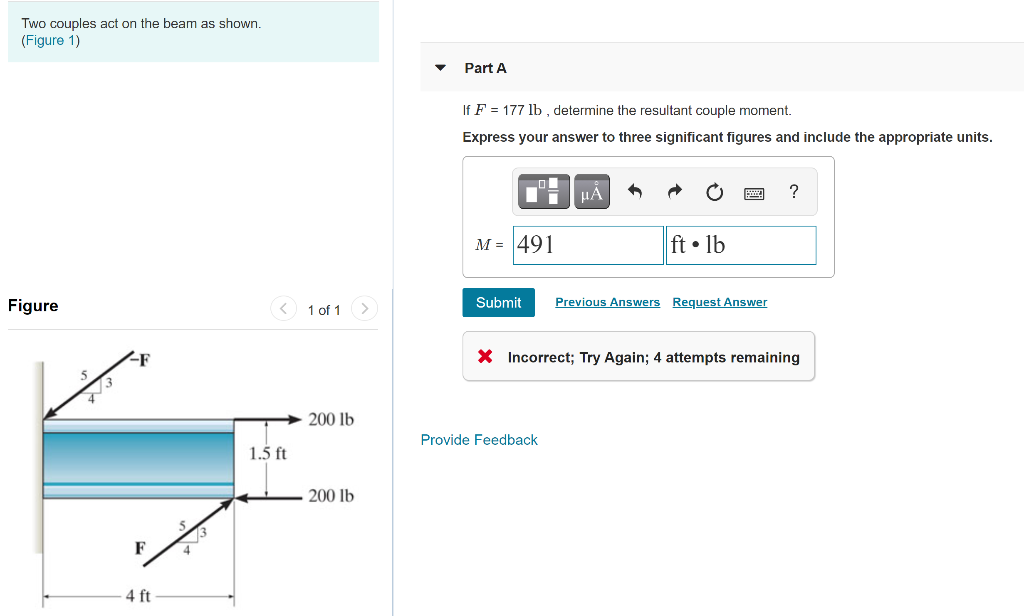 Solved Two couples act on the beam as shown. (Figure 1) Part | Chegg.com