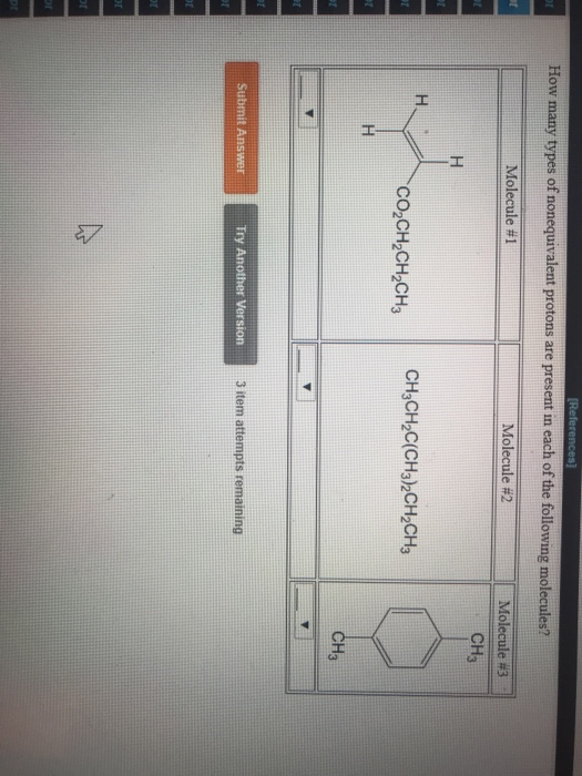 Solved How Many Types Of Nonequivalent Protons Are Present 2347