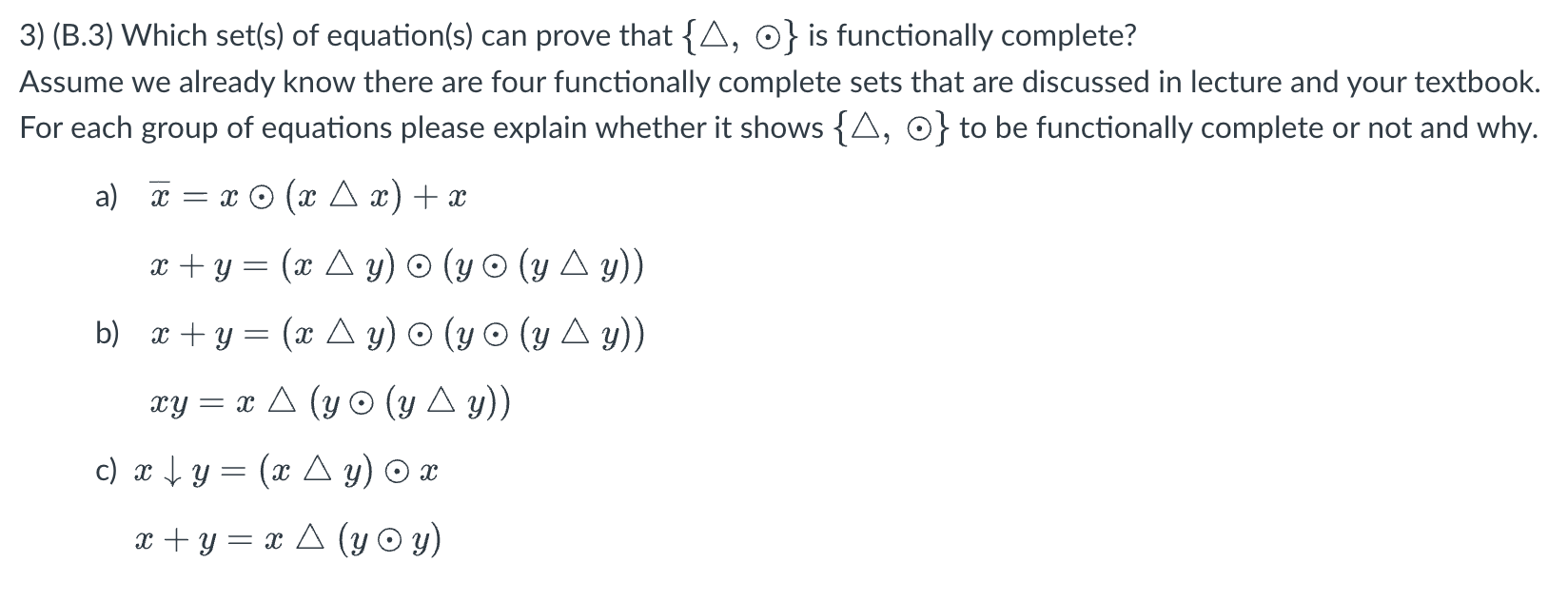 Solved 3) (B.3) Which Set(s) Of Equation(s) Can Prove That | Chegg.com