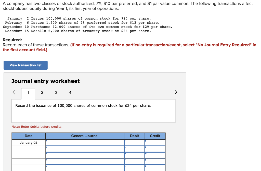 Solved A Company Has Two Classes Of Stock Authorized 7 Chegg