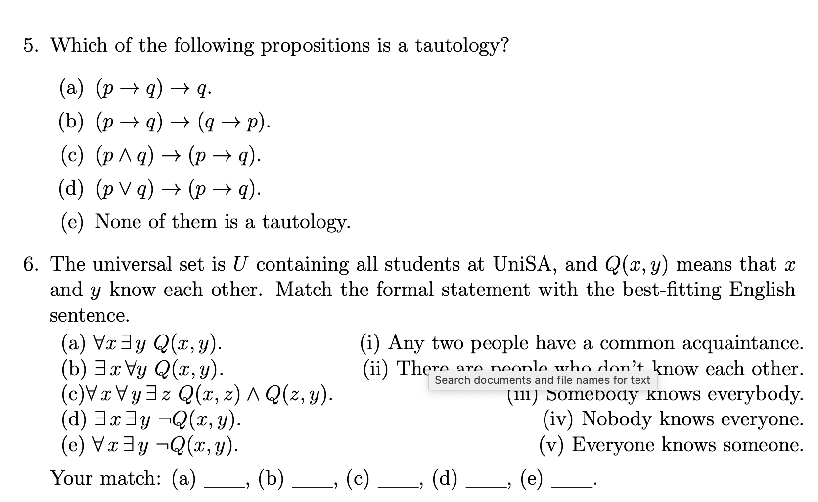 Solved 5. Which Of The Following Propositions Is A | Chegg.com