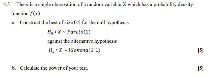 Solved 4.3 There is a single observation of a random | Chegg.com