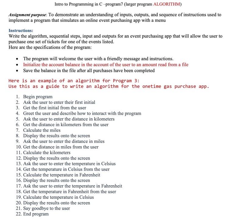 Solved Intro to Programming in C-program7 (larger program | Chegg.com