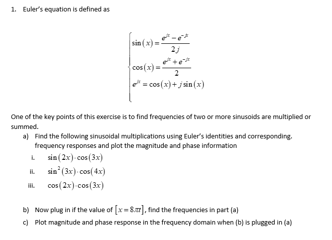 Solved 1. Euler's equation is defined as | Chegg.com