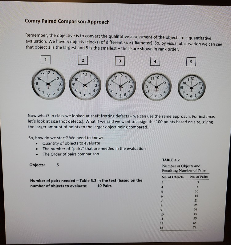Comry Paired Comparison Approach Remember, the | Chegg.com