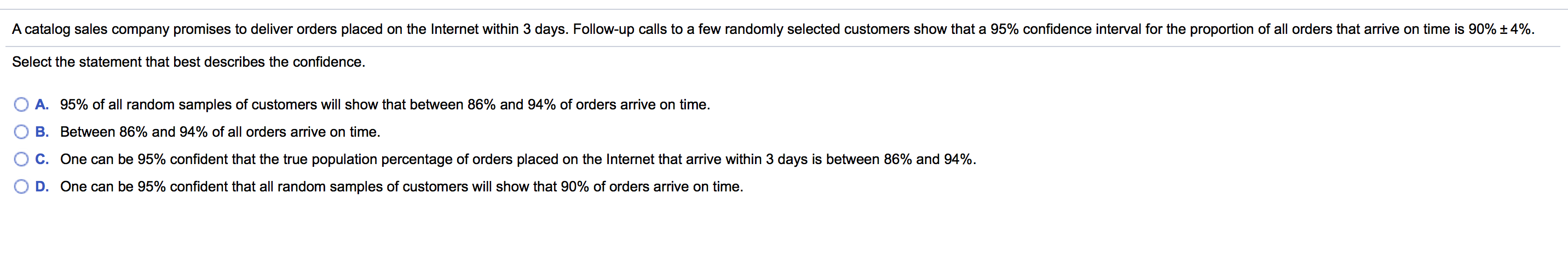 Solved A catalog sales company promises to deliver orders