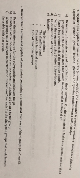 Solved anonapeptide). The sequence is cysteine 1. Oxytocin | Chegg.com