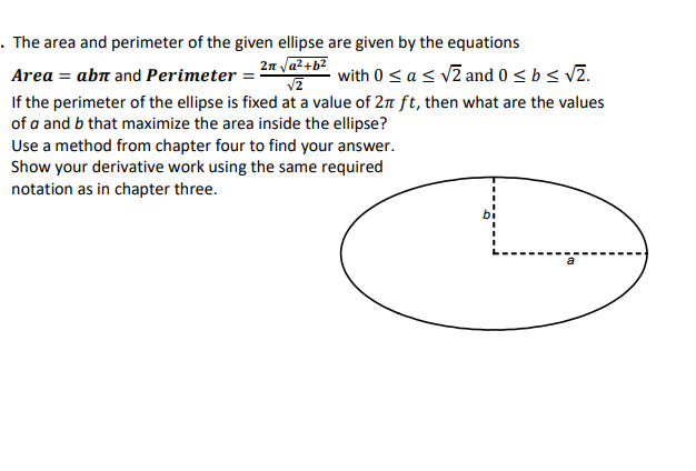 Solved . The area and perimeter of the given ellipse are | Chegg.com