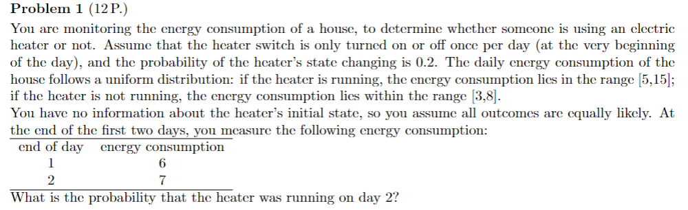 Solved Problem 1 (12 P.) You are monitoring the energy | Chegg.com