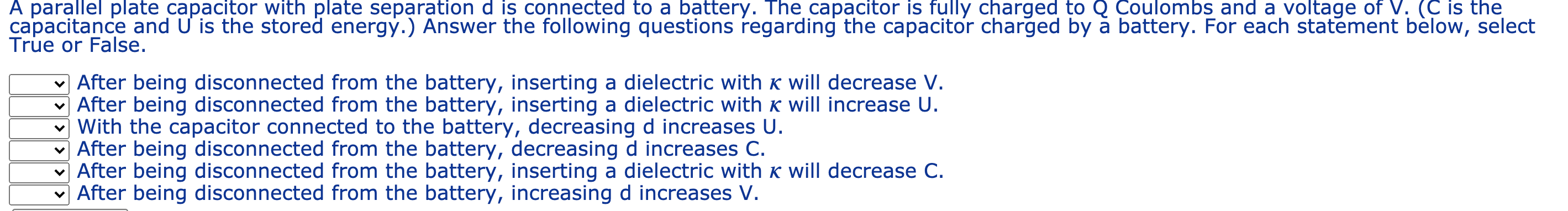 A Parallel Plate Capacitor With Plate Separation D Is Chegg Com