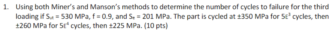 Solved 1. Using both Miner's and Manson's methods to | Chegg.com