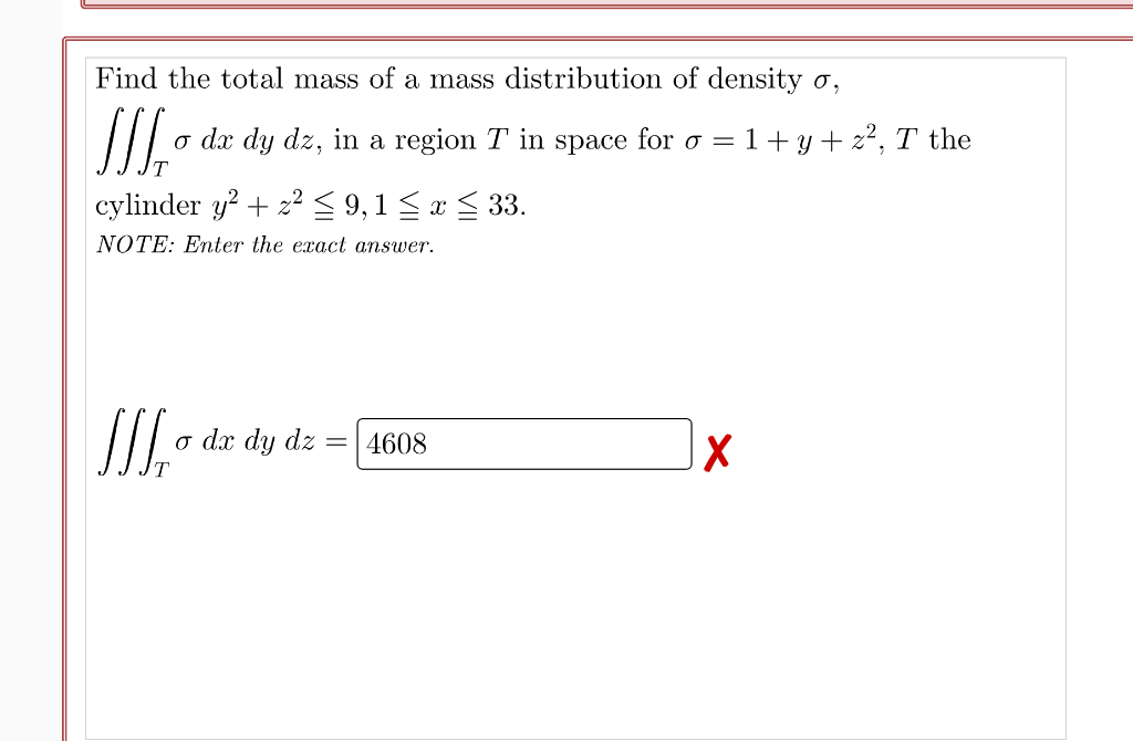 Solved Find the total mass of a mass distribution of density | Chegg.com