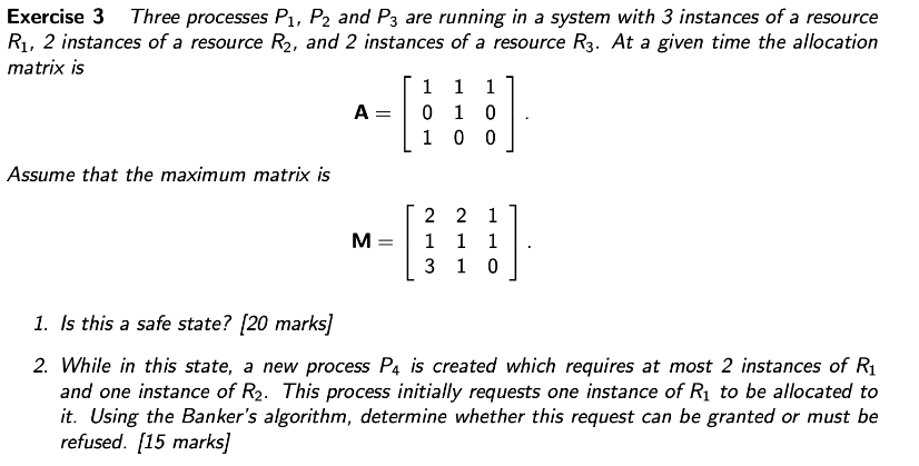 Solved Exercise 3 Three processes P1, P2 and P3 are running | Chegg.com