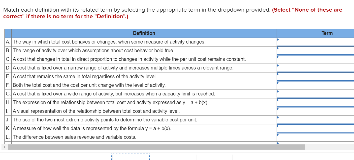 Solved Match each definition with its related term by | Chegg.com