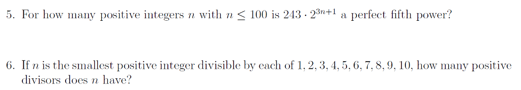 Solved . For how many positive integers n with n 100 is 243. | Chegg.com