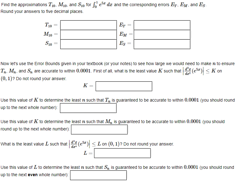 Solved Find the approximations T10, M10, and S10 for 50 57 | Chegg.com