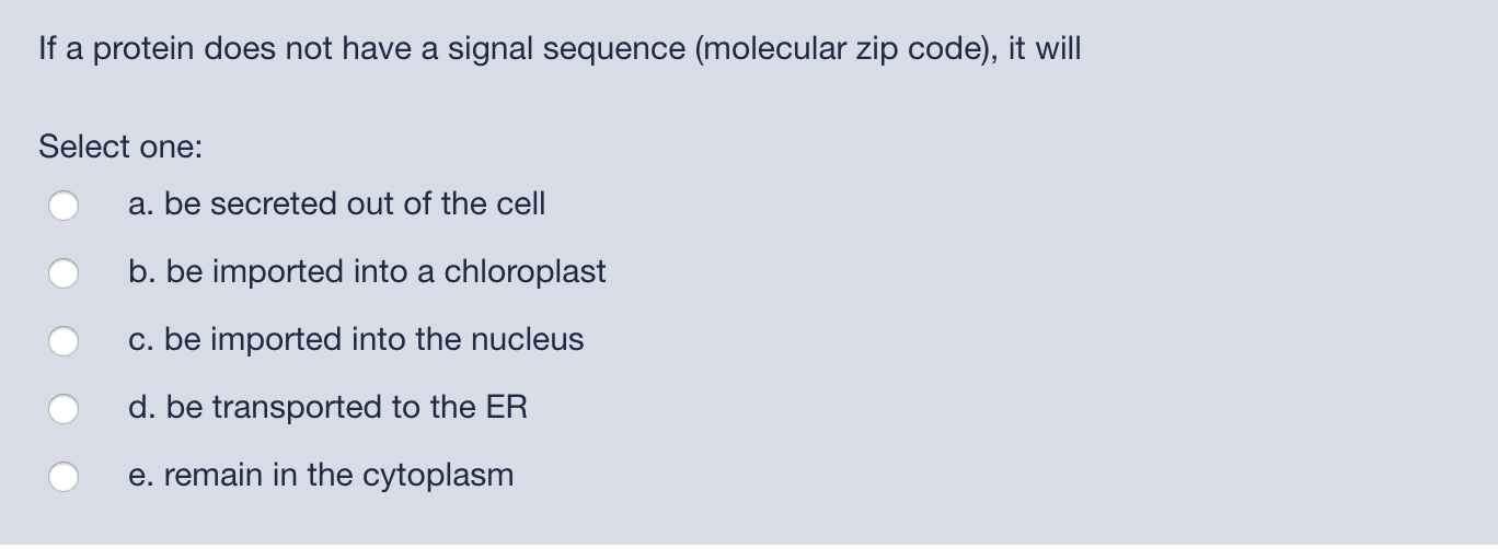 Solved If a protein does not have a signal sequence