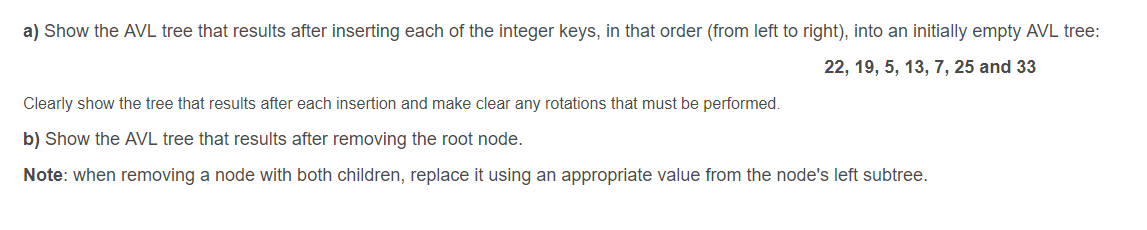 Solved a) Show the AVL tree that results after inserting | Chegg.com