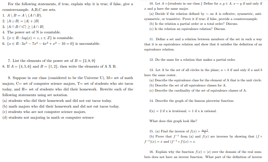 Solved Please I Know It Is A Lot But Please Help As Much As Chegg Com